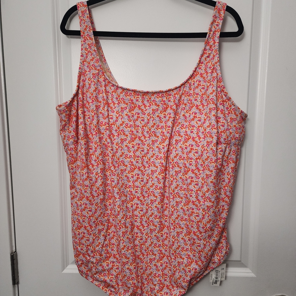Amazon Essentials Pink and Orange Floral One-Piece Swimsuit